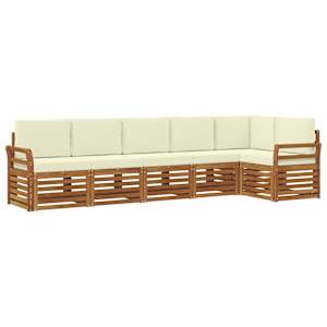 Rohová sofa sada s polštářem 6 pcs Přirozená a Krémová - obrázek 2