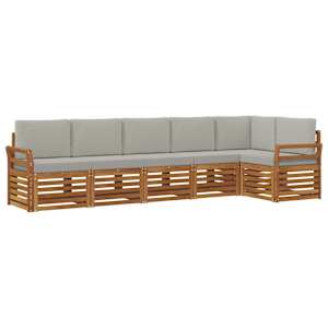 Rohová sofa sada s polštářem 6 pcs Přírodní a světle šedá - obrázek 2