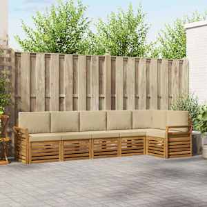 Kotna sedežna garnitura z blazino 6 pcs Naravna in bež