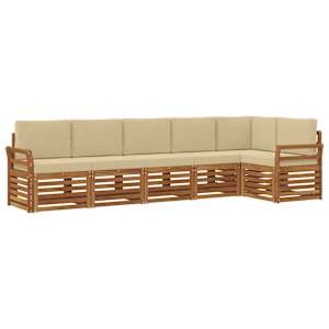 Rohová sofa sada 6 pcs Přirozená a Béžová Masivní akátové dřevo - obrázek 2