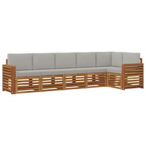 Rohová sofa sada s polštářem 6 pcs Přírodní a světle šedá - obrázek 2