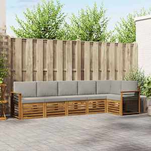 Kotna sedežna garnitura z blazino 6 pcs Naravna in svetlo siva