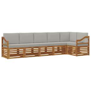 Rohová sofa sada s polštářem 6 pcs Přírodní a světle šedá - obrázek 2