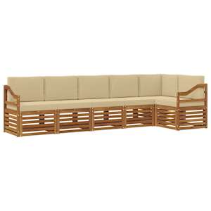 Rohová sofa sada 6 pcs Přirozená a Béžová Masivní akátové dřevo - obrázek 2