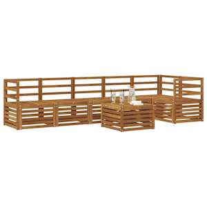 Rohová sofa sada 7 pcs Přírodní Masivní akátové dřevo - obrázek 3
