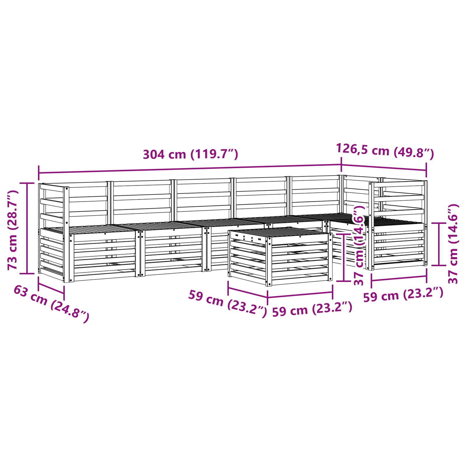 Hoekbank Set 7 pcs Naturel Massief Acaciahout image 10