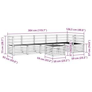 Rohová sofa sada 7 pcs Přírodní Masivní akátové dřevo - obrázek 11