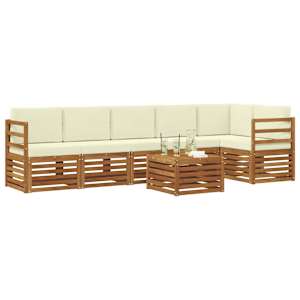 Rohová sofa sada s polštářem 7 pcs Přirozená a Krémová - obrázek 3