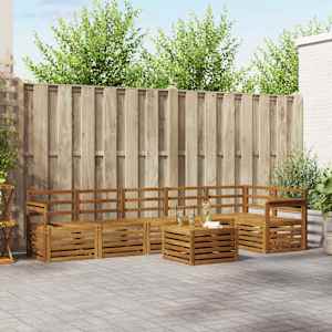 Kotna sedežna garnitura 7 pcs Naravna Masiven les akacije