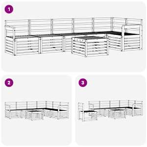 Rohová sofa sada 7 pcs Přírodní Masivní akátové dřevo - obrázek 9