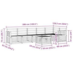 Rohová sofa sada 7 pcs Přírodní Masivní akátové dřevo - obrázek 11