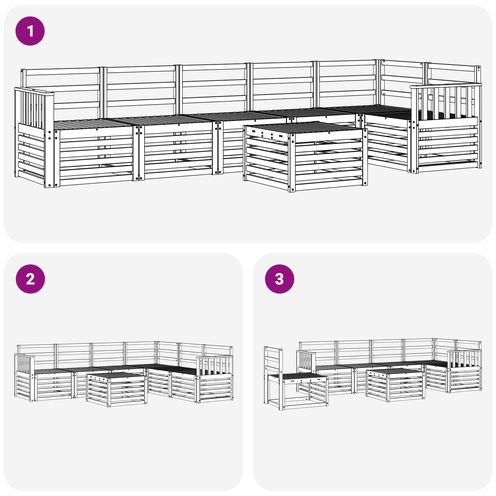 Hoekbank Set 7 pcs Naturel Massief Acaciahout image 9