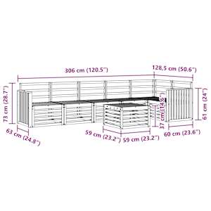 Rohová sofa sada 7 pcs Přírodní Masivní akátové dřevo - obrázek 11