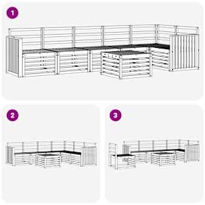 Rohová sofa sada 7 pcs Přírodní Masivní akátové dřevo - obrázek 9