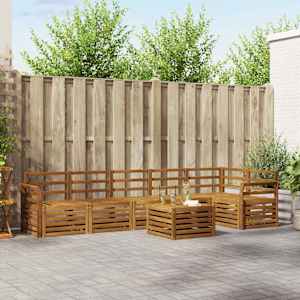 Kotna sedežna garnitura 7 pcs Naravna Masiven les akacije