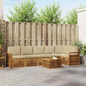 Kotna sedežna garnitura z blazino 7 pcs Naravna in bež