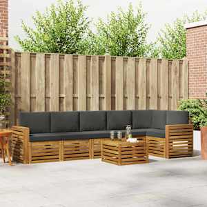 Kotna sedežna garnitura z blazino 7 pcs Naravna in antracitna