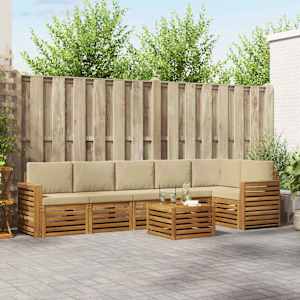 Kotna sedežna garnitura z blazino 7 pcs Naravna in bež