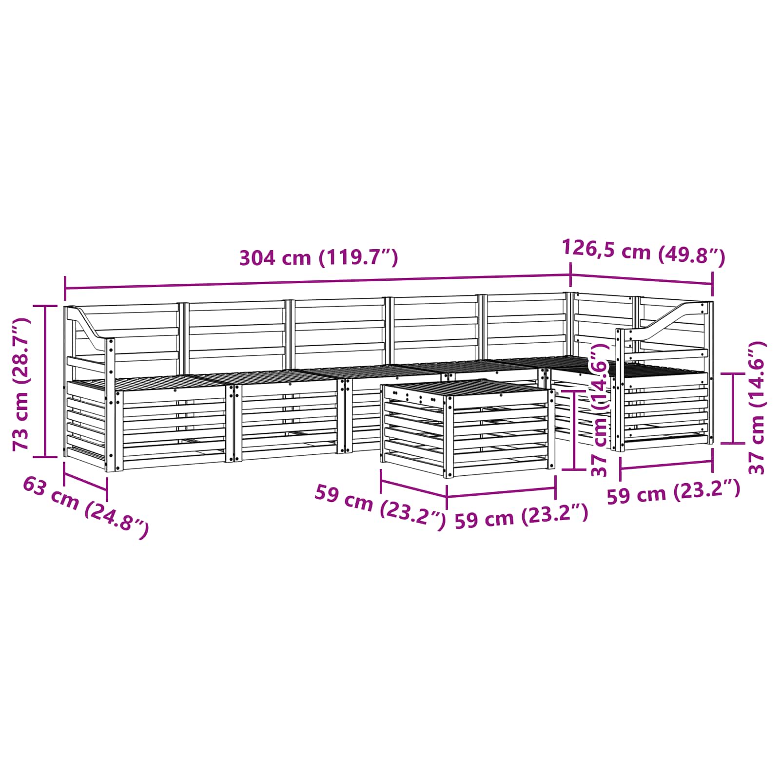 Hoekbank Set 7 pcs Naturel Massief Acaciahout image 10