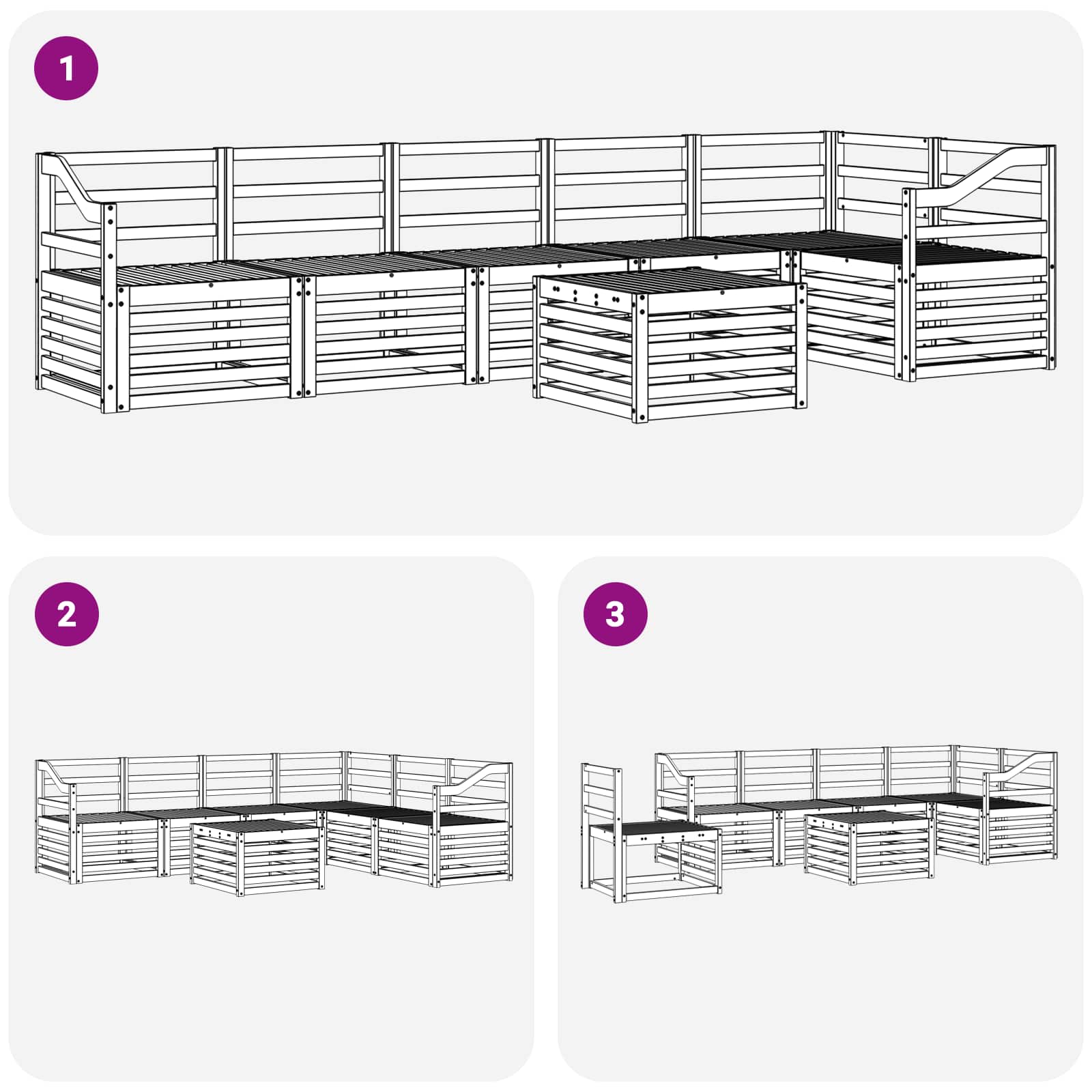 Hoekbank Set 7 pcs Naturel Massief Acaciahout image 9