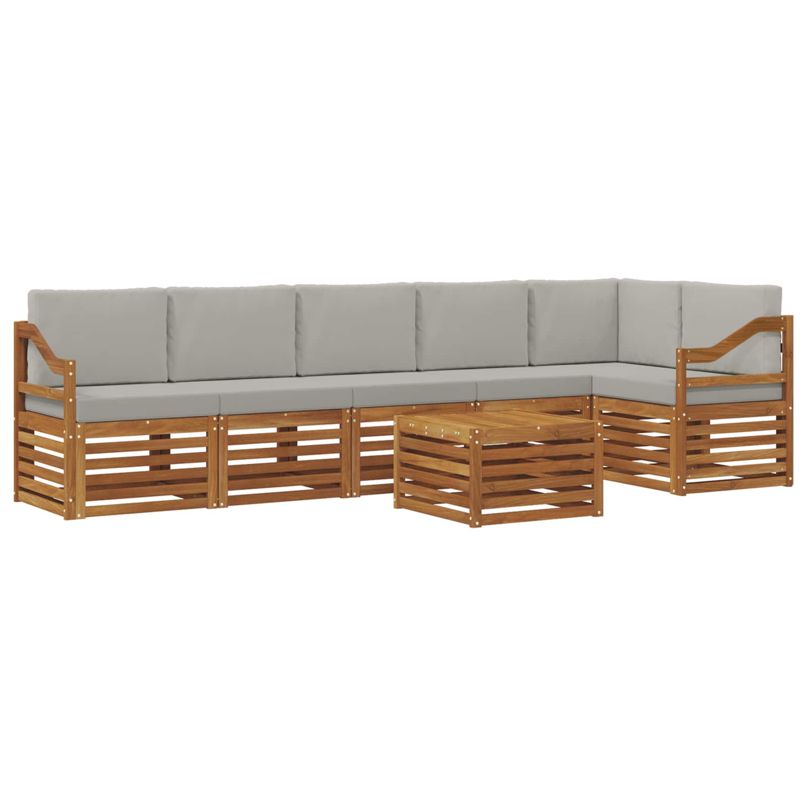 Kotna sedežna garnitura z blazino 7 pcs Naravna in svetlo siva - slika 2