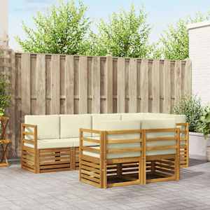 Kotna sedežna garnitura z blazino 7 pcs Naravna in smetana