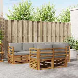 Kotna sedežna garnitura z blazino 7 pcs Naravna in svetlo siva