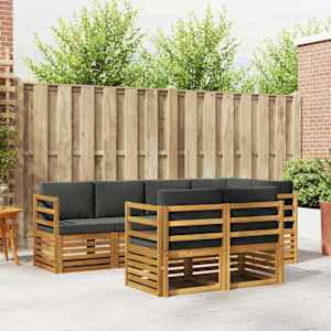 Kotna sedežna garnitura z blazino 7 pcs Naravna in antracitna