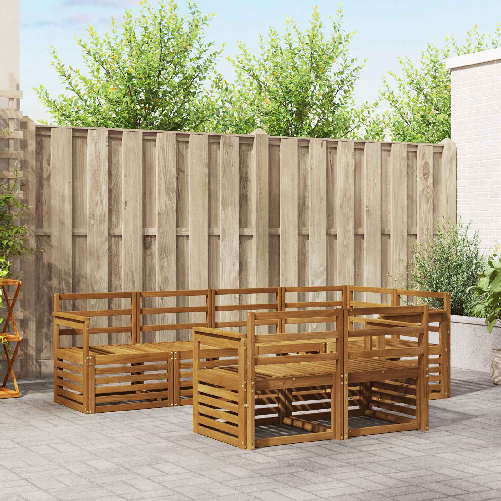 Sedežne garniture 7 pcs Naravna Masiven les akacije