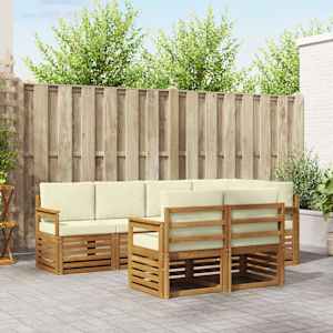 Kotna sedežna garnitura z blazino 7 pcs Naravna in smetana