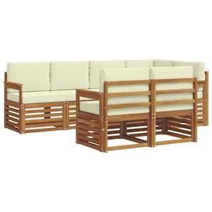 Rohová sofa sada s polštářem 7 pcs Přirozená a Krémová - obrázek 2