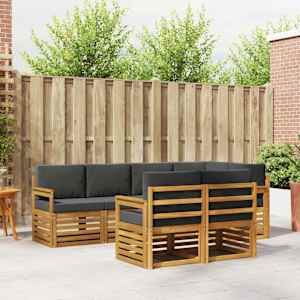 Kotna sedežna garnitura z blazino 7 pcs Naravna in antracitna