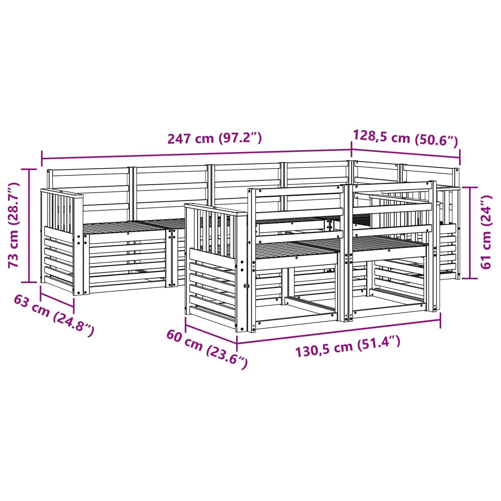 Sofa-Sets 7 pcs Naturel Massief Acaciahout image 6