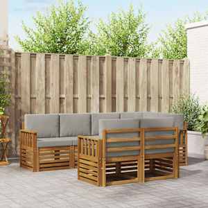 Kotna sedežna garnitura z blazino 7 pcs Naravna in svetlo siva