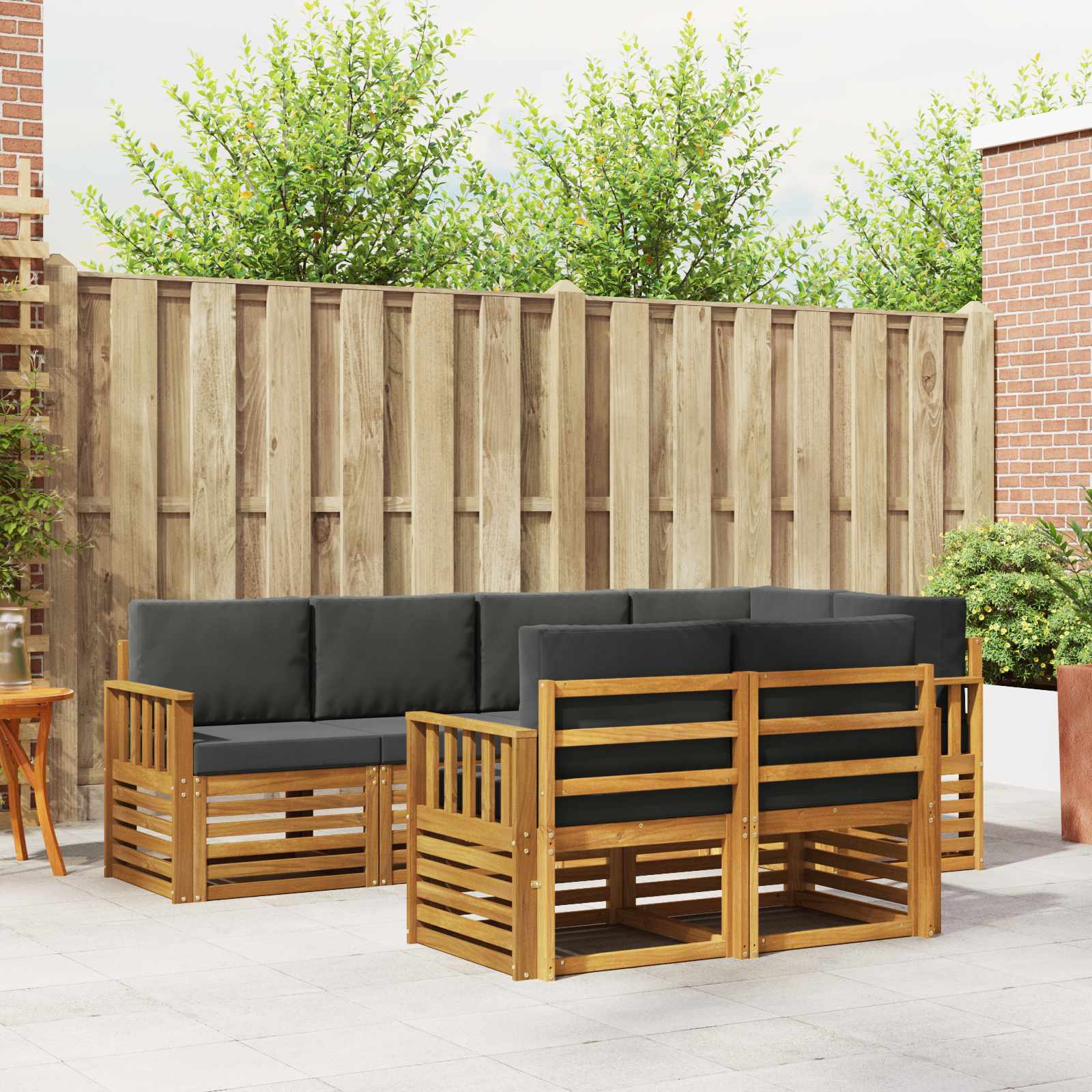 vidaXL Sofagarnituren 7 pcs Natur und Anthrazit Massivholz Akazie