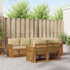 Kotna sedežna garnitura z blazino 7 pcs Naravna in bež