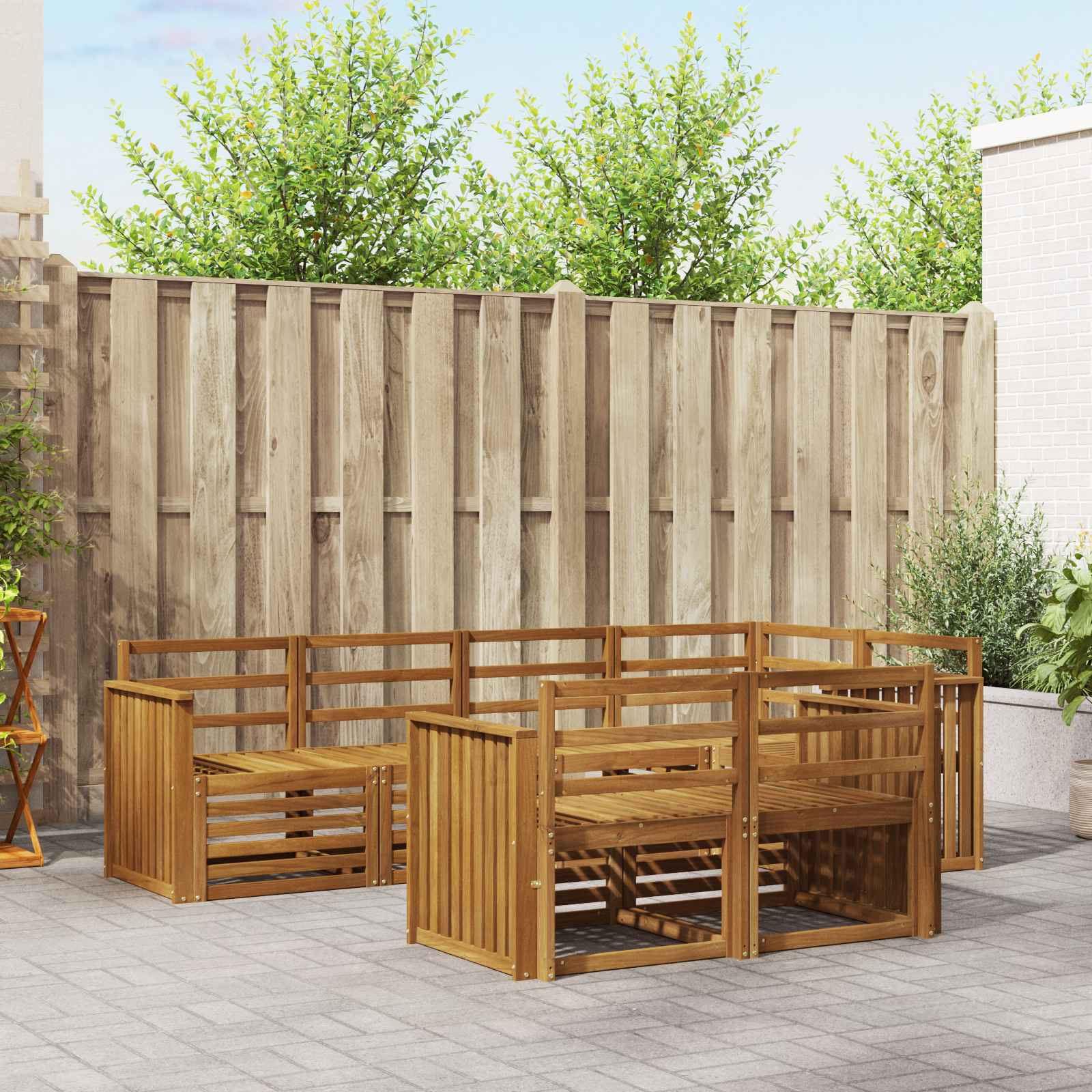 Sofa-Sets 7 pcs Naturel Massief Acaciahout image 1