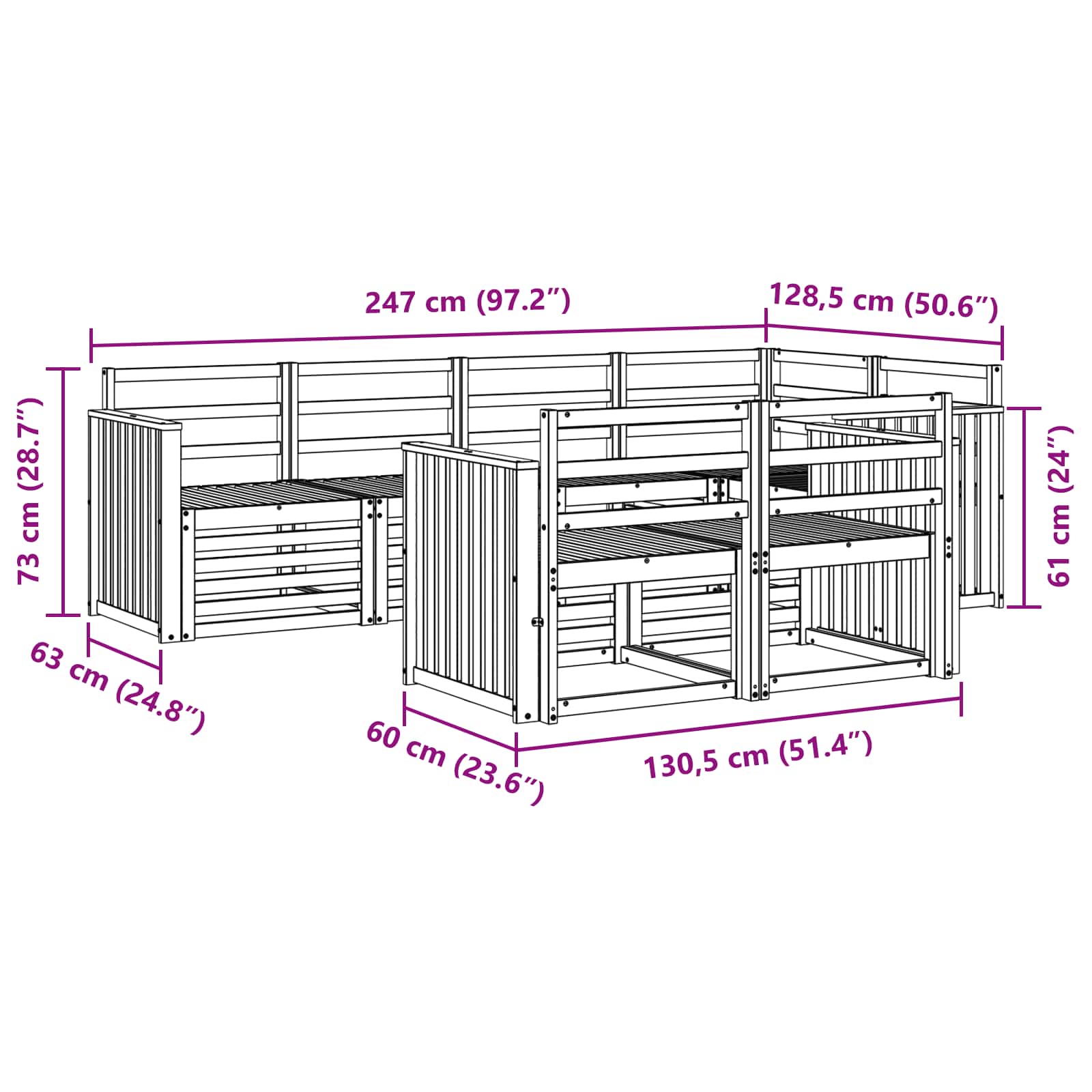 Sofa-Sets 7 pcs Naturel Massief Acaciahout image 6
