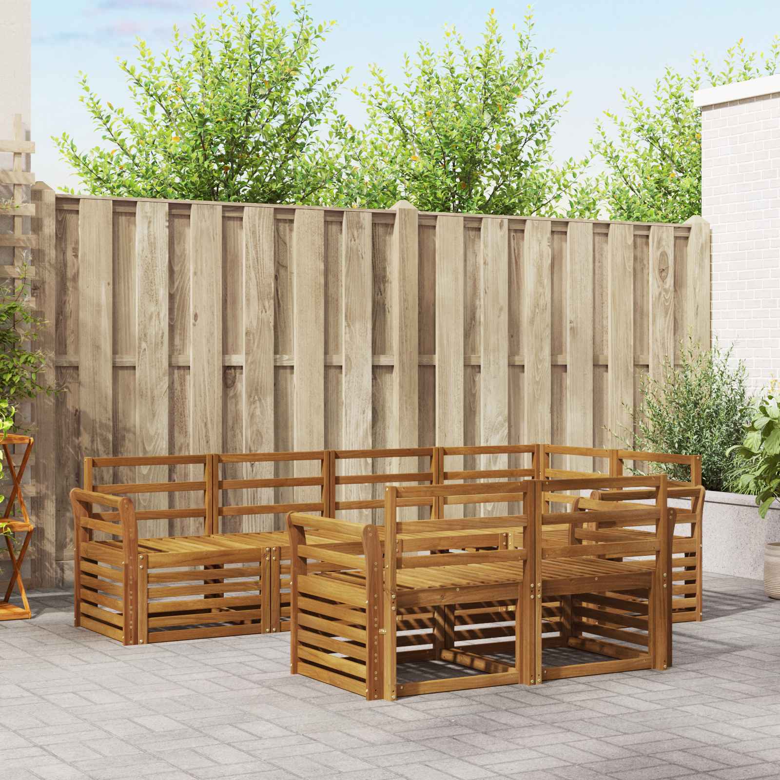 Sofa-Sets 7 pcs Naturel Massief Acaciahout image 1