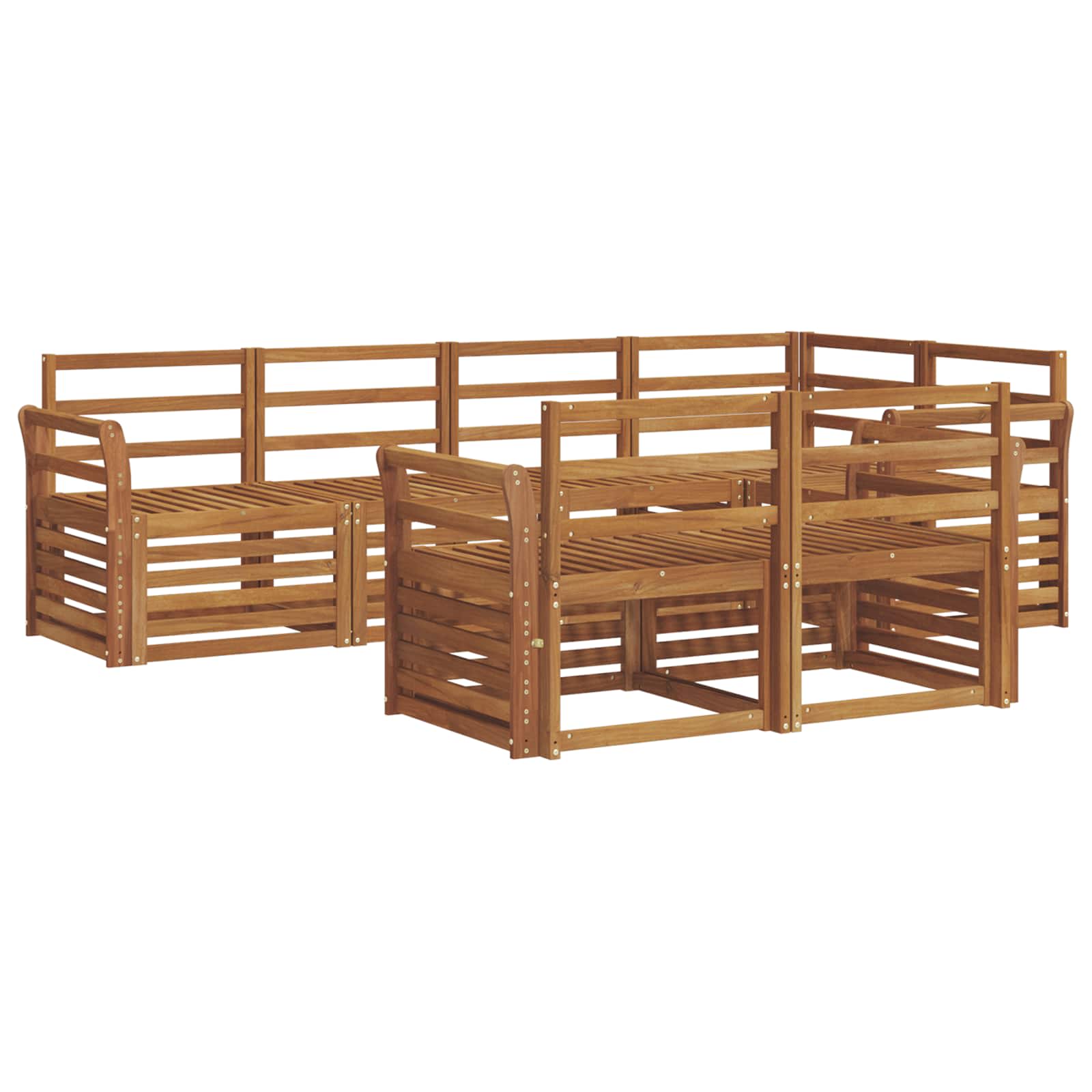 Sofa-Sets 7 pcs Naturel Massief Acaciahout image 2