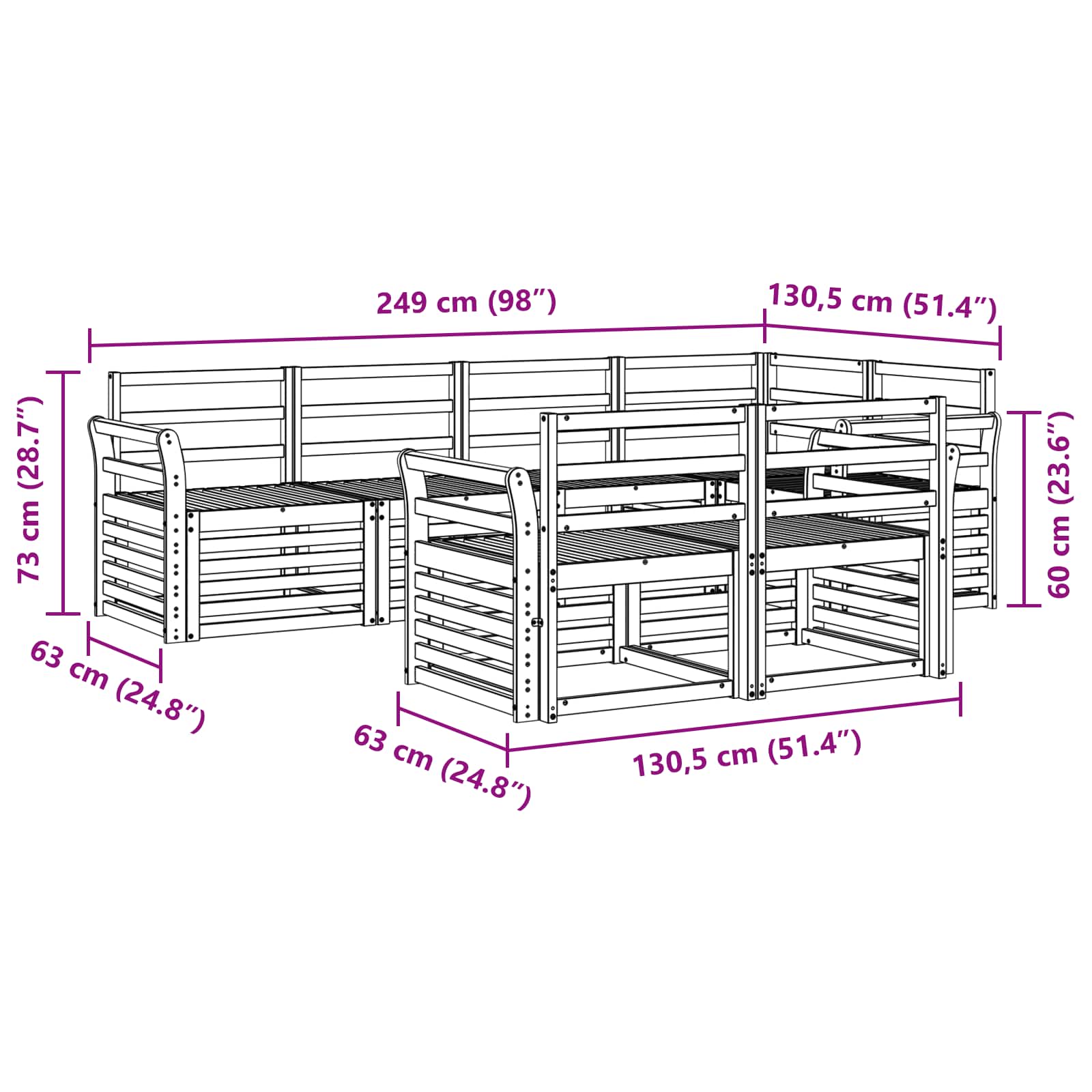 Sofa-Sets 7 pcs Naturel Massief Acaciahout image 6