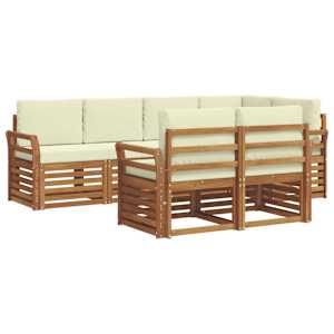 Rohová sofa sada s polštářem 7 pcs Přirozená a Krémová - obrázek 2