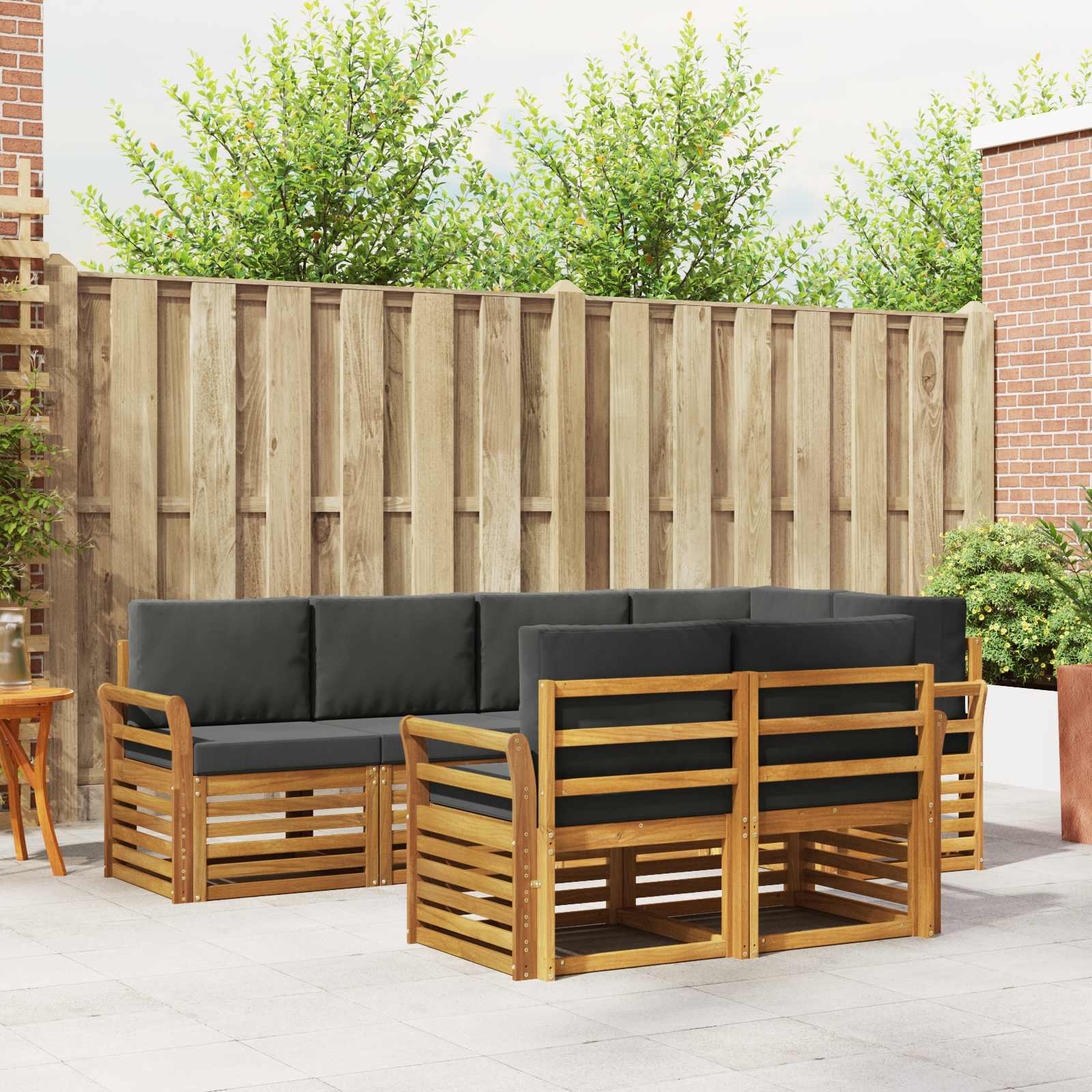vidaXL Udendørs sofagruppe 7 stk. Naturlig og Antracit Polyester