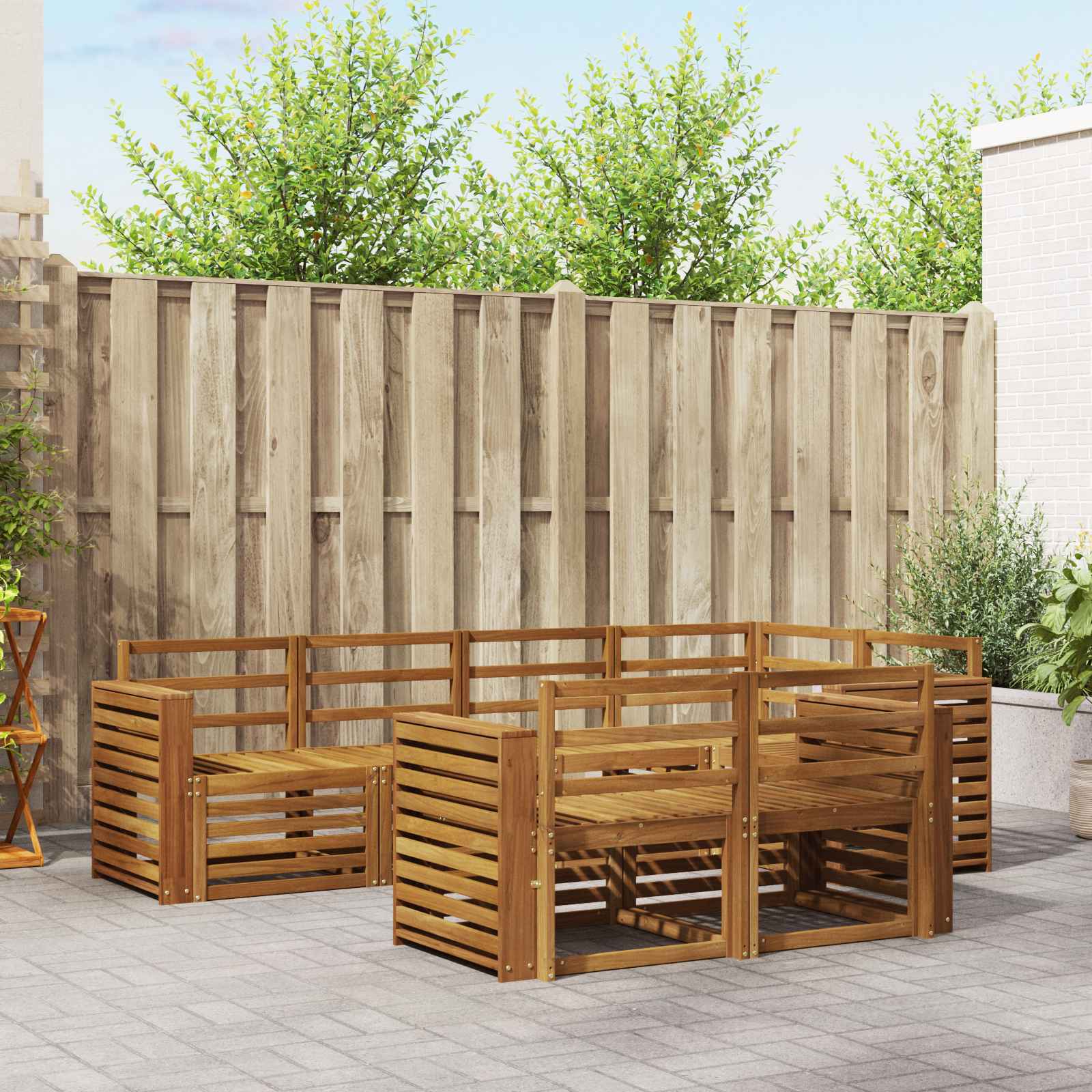 Sofa-Sets 7 pcs Naturel Massief Acaciahout image 1