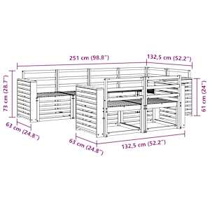 Rohová sofa sada 7 pcs Přírodní - obrázek 7