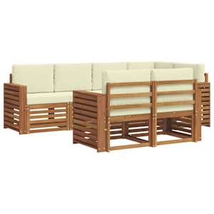 Rohová sofa sada s polštářem 7 pcs Přirozená a Krémová - obrázek 2
