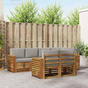 Kotna sedežna garnitura z blazino 7 pcs Naravna in svetlo siva