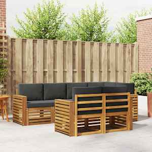 Rohová sofa sada s polštářem 7 pcs Přirozená a Anthracitová - obrázek 1