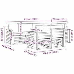 Rohová sofa sada 7 pcs Přirozená a Béžová Masivní akátové dřevo - obrázek 9
