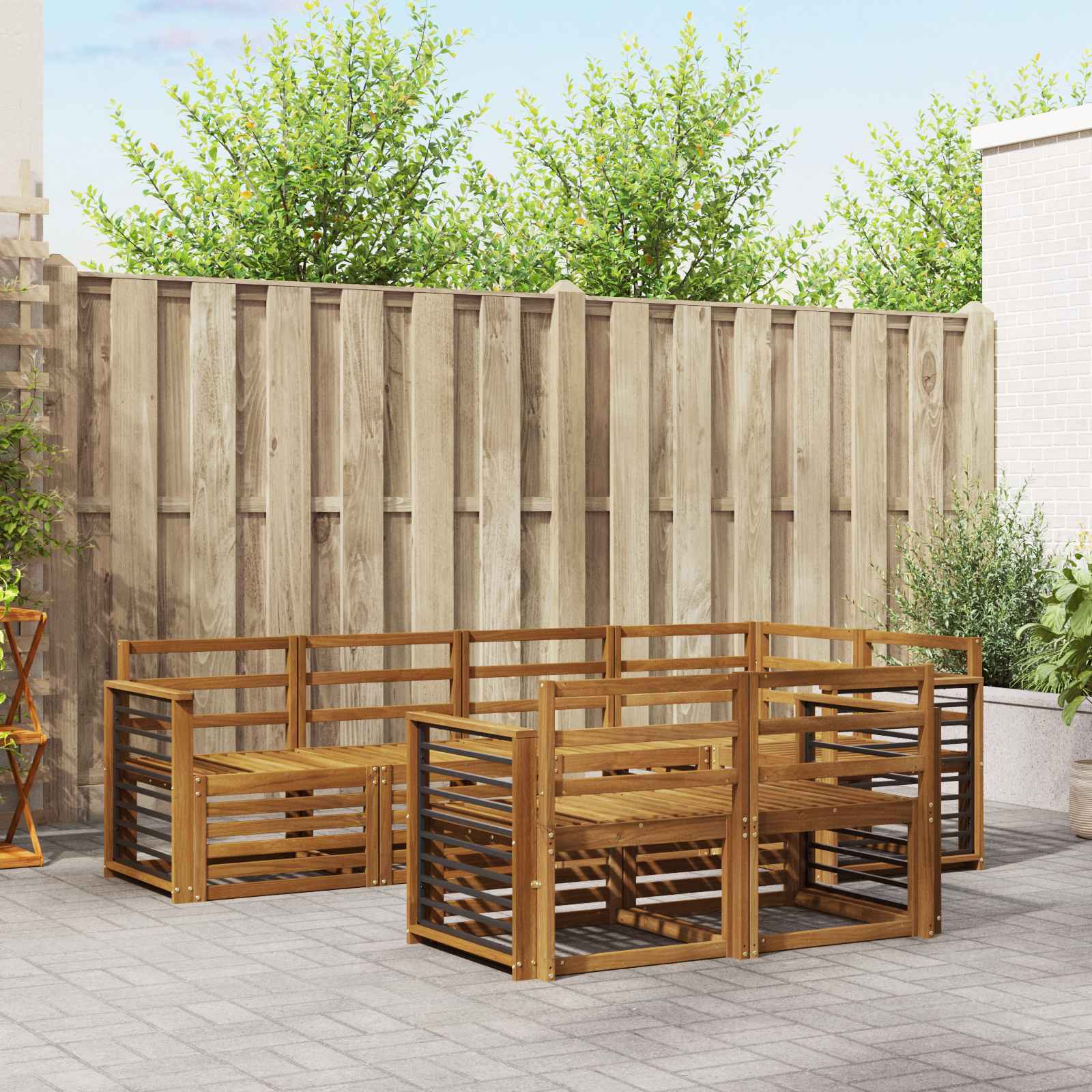 Sofa-Sets 7 pcs Naturel Massief Acaciahout image 1